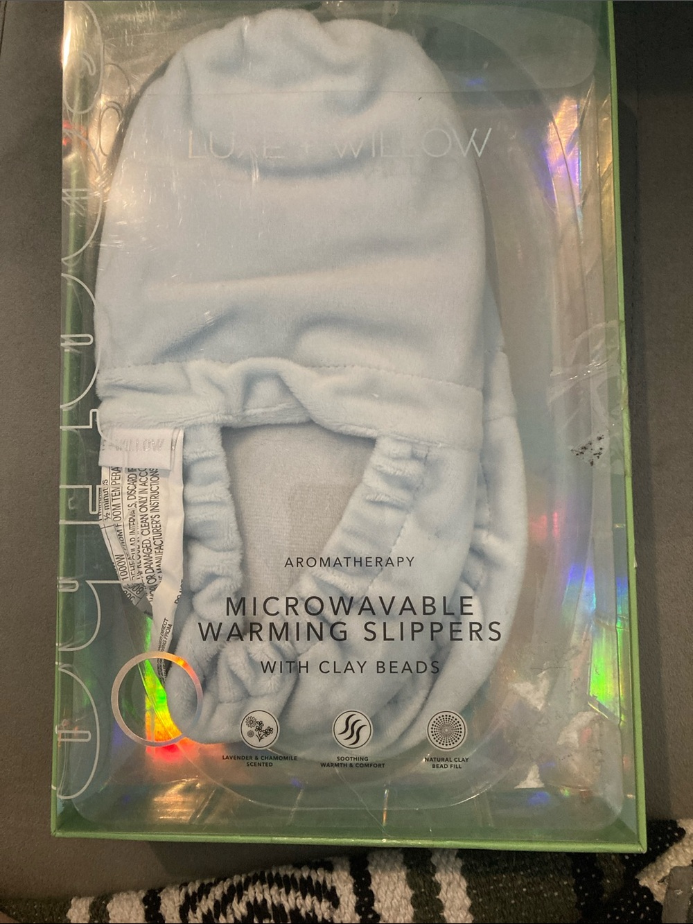 Light Blue Microwavable Warming Slippers